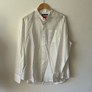 Eckhaus Latta White Striped Casual Button Down Shirt